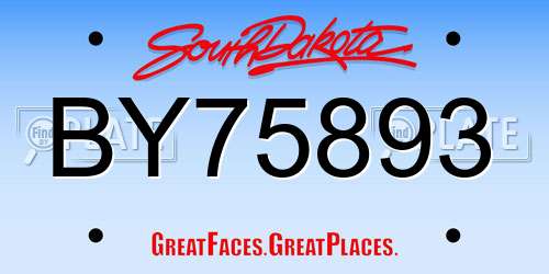 BY75893 South Dakota License Plate