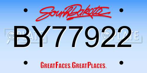 BY77922 South Dakota License Plate