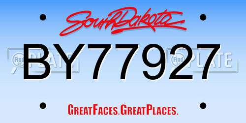 BY77927 South Dakota License Plate