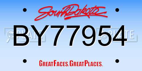 BY77954 South Dakota License Plate