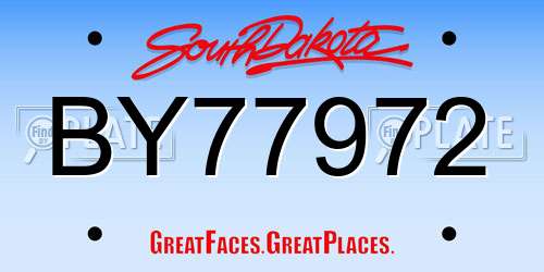 BY77972 South Dakota License Plate