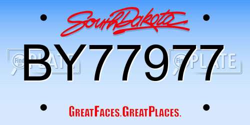 BY77977 South Dakota License Plate