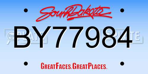 BY77984 South Dakota License Plate