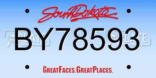 BY78593 South Dakota License Plate
