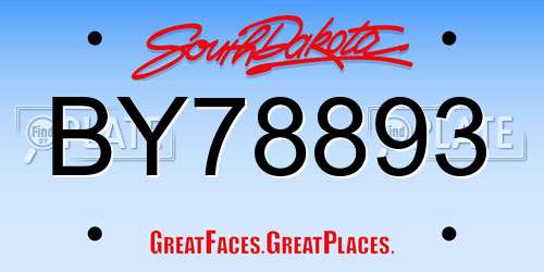 BY78893 South Dakota License Plate