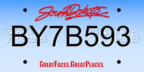 BY7B593 South Dakota License Plate