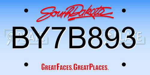 BY7B893 South Dakota License Plate