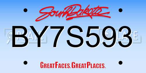 BY7S593 South Dakota License Plate