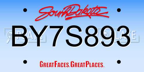BY7S893 South Dakota License Plate