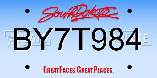 BY7T984 South Dakota License Plate