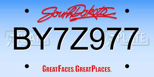 BY7Z977 South Dakota License Plate