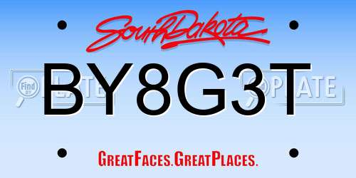 BY8G3T South Dakota License Plate