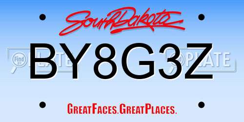BY8G3Z South Dakota License Plate