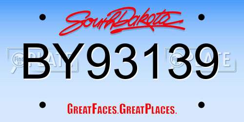 BY93139 South Dakota License Plate