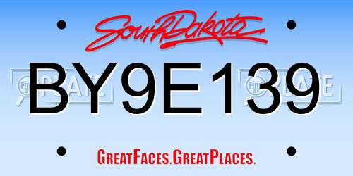 BY9E139 South Dakota License Plate