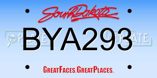 BYA293 South Dakota License Plate