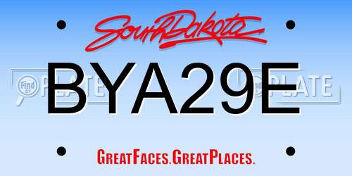 BYA29E South Dakota License Plate