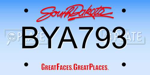 BYA793 South Dakota License Plate