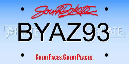 BYAZ93 South Dakota License Plate