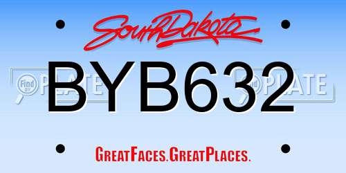 BYB632 South Dakota License Plate