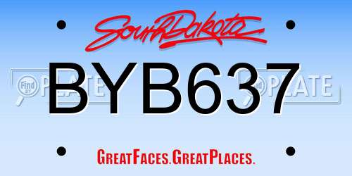 BYB637 South Dakota License Plate