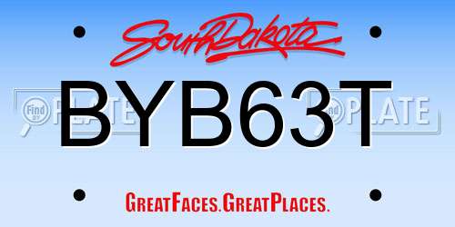 BYB63T South Dakota License Plate