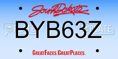 BYB63Z South Dakota License Plate