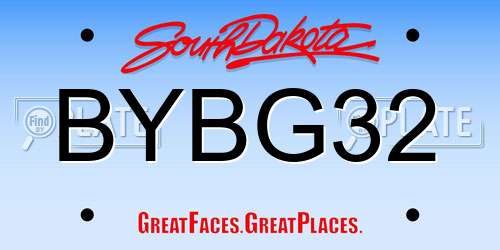 BYBG32 South Dakota License Plate