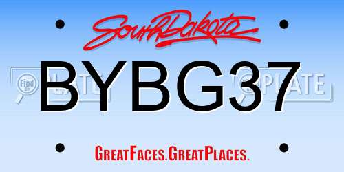 BYBG37 South Dakota License Plate