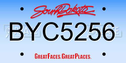 BYC5256 South Dakota License Plate