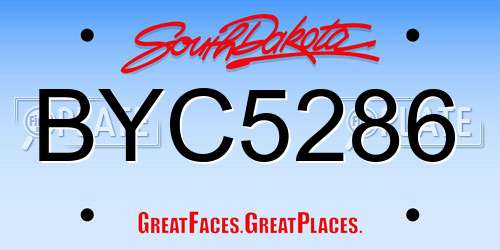 BYC5286 South Dakota License Plate