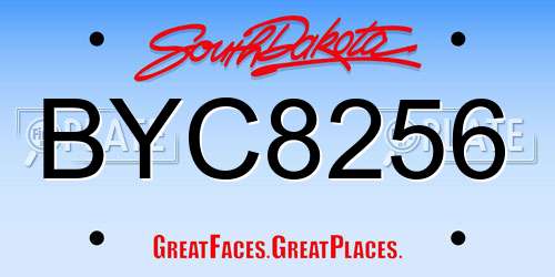 BYC8256 South Dakota License Plate