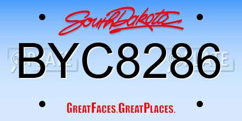 BYC8286 South Dakota License Plate