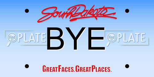 BYE South Dakota License Plate