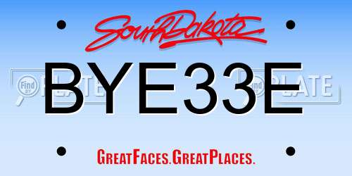 BYE33E South Dakota License Plate