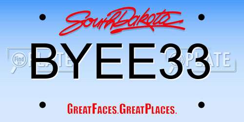 BYEE33 South Dakota License Plate
