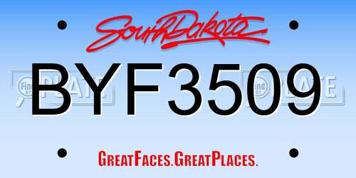 BYF3509 South Dakota License Plate