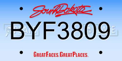 BYF3809 South Dakota License Plate