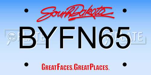BYFN65 South Dakota License Plate