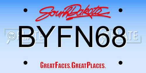 BYFN68 South Dakota License Plate