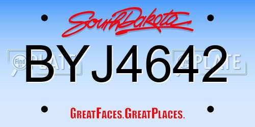 BYJ4642 South Dakota License Plate
