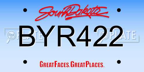 BYR422 South Dakota License Plate