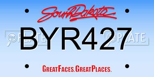 BYR427 South Dakota License Plate