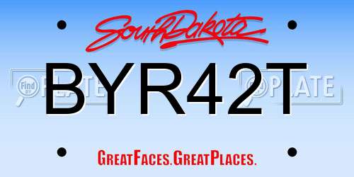 BYR42T South Dakota License Plate