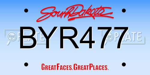 BYR477 South Dakota License Plate