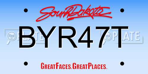 BYR47T South Dakota License Plate