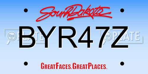 BYR47Z South Dakota License Plate