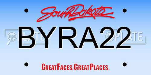 BYRA22 South Dakota License Plate