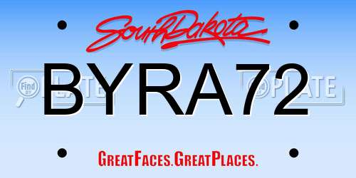 BYRA72 South Dakota License Plate