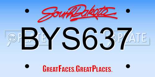 BYS637 South Dakota License Plate